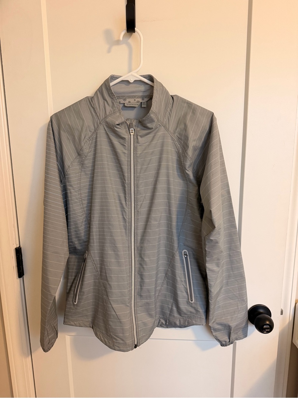 Athleta Light Gray Striped Jacket